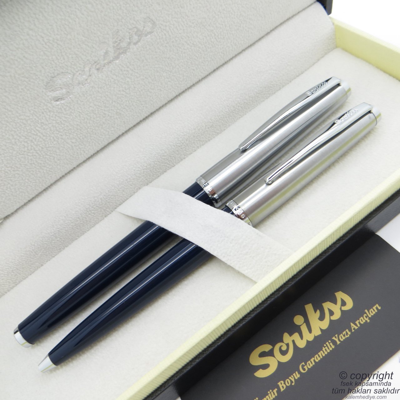 Scrikss 78 Lacivert Dolma Kalem + Tükenmez Kalem Set | Scrikss Kalem | İsme Özel Kalem | Hediyelik Kalem