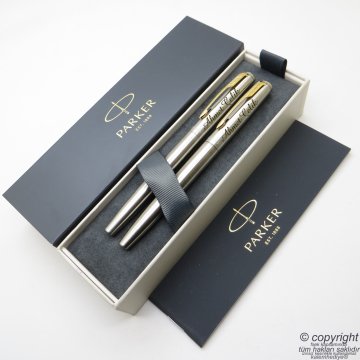 Parker Jotter Metal SS GT Dolma Kalem + Roller Kalem Set | İsme Özel Kalem | Hediyelik Kalem