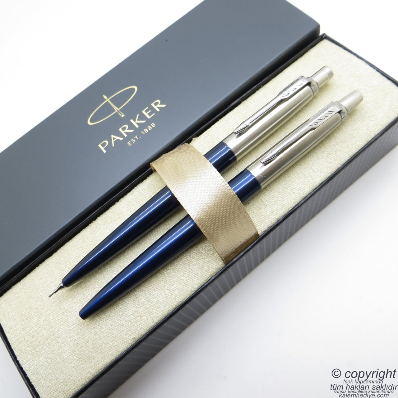 Parker Jotter Metal Mavi Tükenmez Kalem + 0.5mm Versatil Kalem Seti |Parker Jotter| İsme Özel Kalem | Hediyelik Kalem