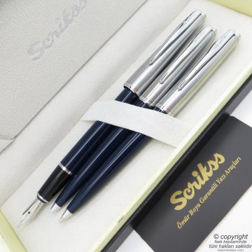 Scrikss 78 3'lü Set Lacivert | Dolma Kalem + Tükenmez Kalem + Versatil Kalem Set | Scrikss Kalem | İsme Özel Kalem | Hediyelik Kalem