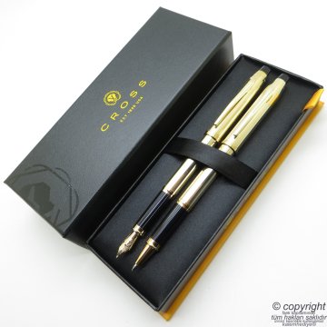 Cross Kalem 4549 Century II 10 Ayar Altın Dolma Kalem + Roller Kalem Set | Cross Kalem | İsme Özel Kalem