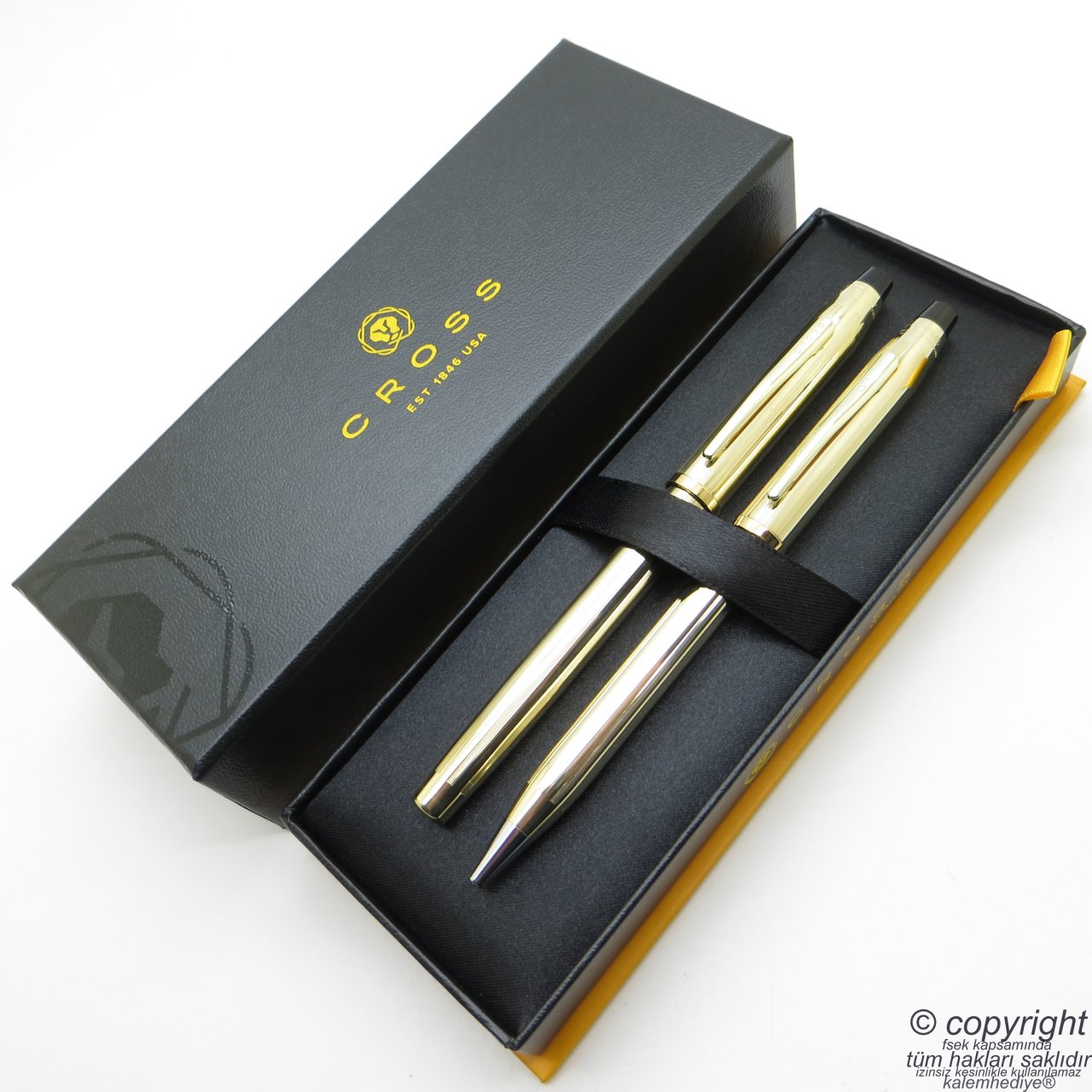 Cross 4529WG Century II 10 Ayar Altın Dolma Kalem + Tükenmez Kalem Set | Cross Kalem | İsme Özel Kalem