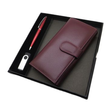 Kişiye Özel Deri Portföy Cüzdan (Telefon Bölmeli) Usb Bellek ve Kalem Seti | Kalem + Hakiki Deri & El İşciliği Cüzdan Seti | İsme Özel Hediyelik Set