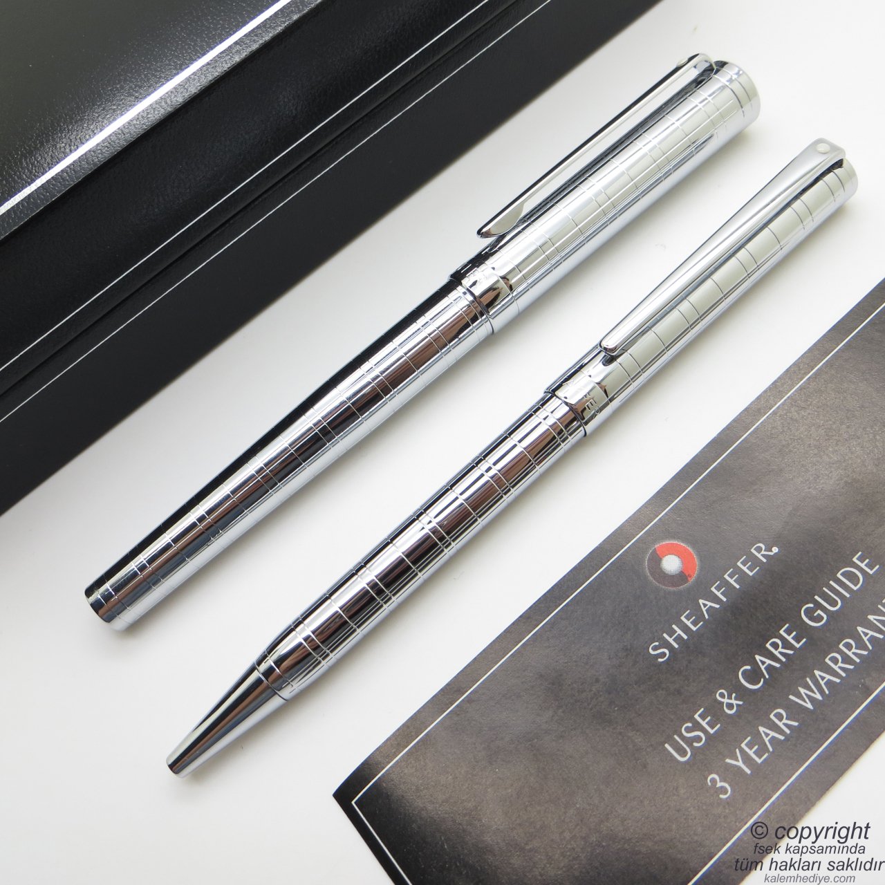 Sheaffer Intensity Desenli Krom Dolma Kalem + Tükenmez Kalem Set 9237 | İsme Özel Kalem Seti