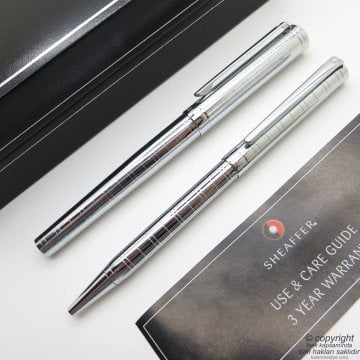 Sheaffer Intensity Desenli Krom Dolma Kalem + Tükenmez Kalem Set 9237 | İsme Özel Kalem Seti