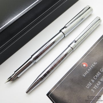 Sheaffer Intensity Desenli Krom Dolma Kalem + Tükenmez Kalem Set 9237 | İsme Özel Kalem Seti