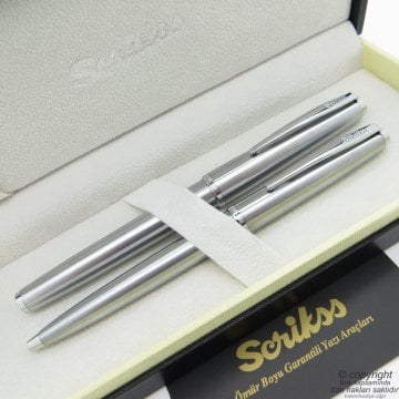Scrikss 78M Krom Dolma Kalem + Tükenmez Kalem Set | Scrikss Kalem | İsme Özel Kalem | Hediyelik Kalem