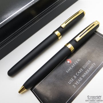Sheaffer Prelude Mat Siyah Altın Roller Kalem + Tükenmez Kalem Set 346 | İsme Özel Kalem Seti