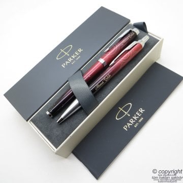 Parker Im SE Portal Kırmızı CT Roller Kalem + Tükenmez Kalem Set | Parker Kalem | İsme Özel Kalem | Hediyelik Kalem