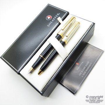Sheaffer Prelude Paladyum Altın Dolma Kalem + Tükenmez Kalem | İsme Özel Kalem Seti
