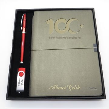 Scrikss Yüzüncü Yıl (100. Yıl) Kalem + Defter Usb Set