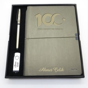 Scrikss Yüzüncü Yıl (100. Yıl) Kalem + Defter Usb Set