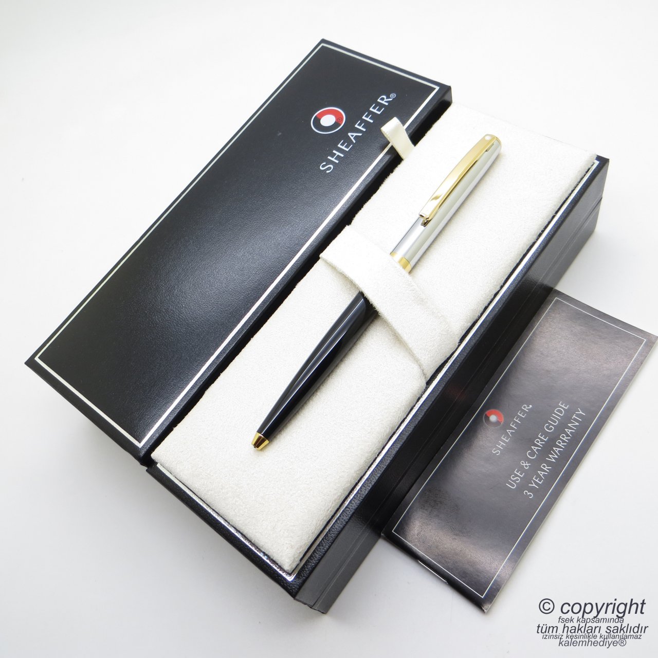 Sheaffer Sagaris Siyah Krom Altın Tükenmez Kalem | İsme Özel Kalem