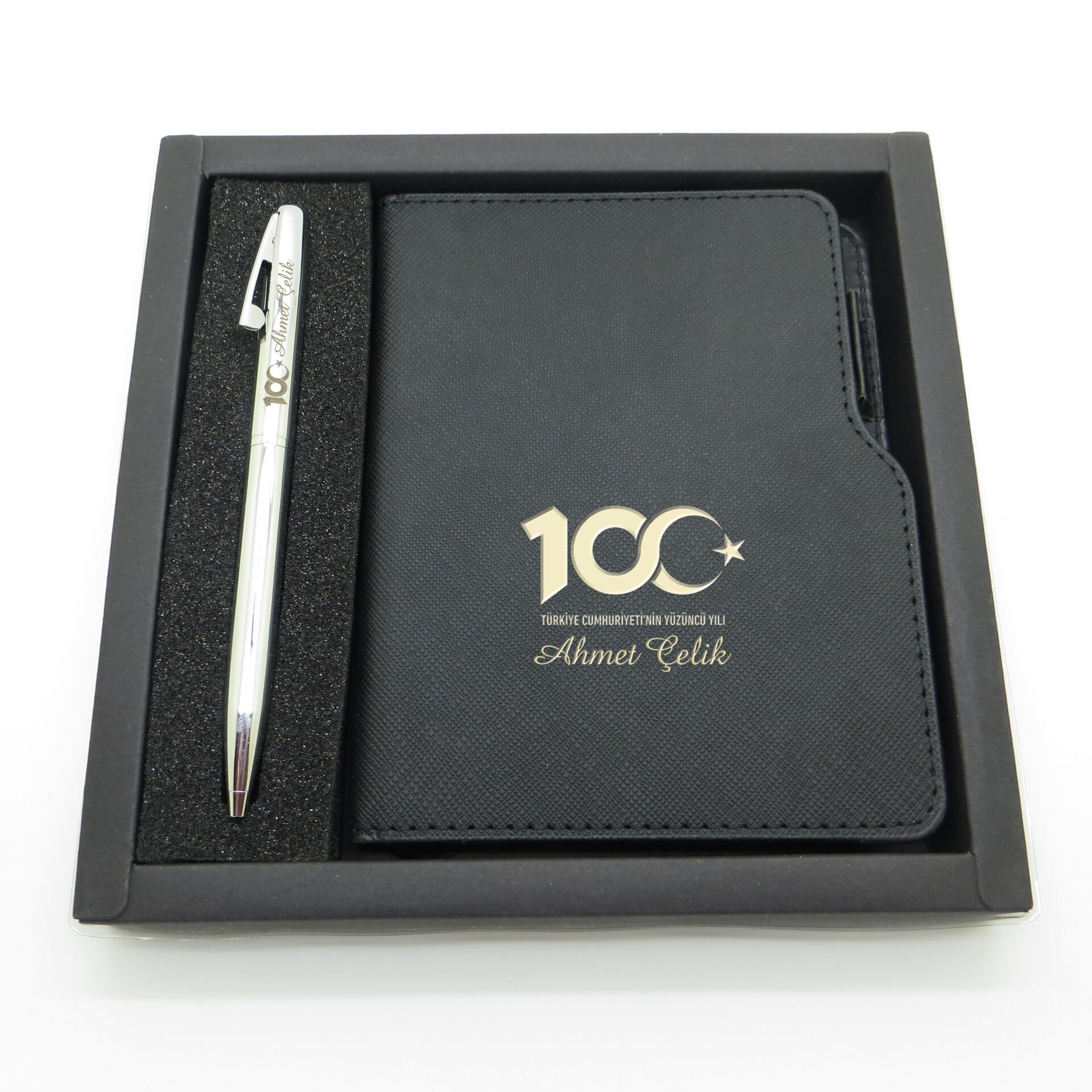 Yüzüncü Yıl (100. Yıl) Özel Set - Kalem + Mini Defter Usb Bellek Set - İsme Özel
