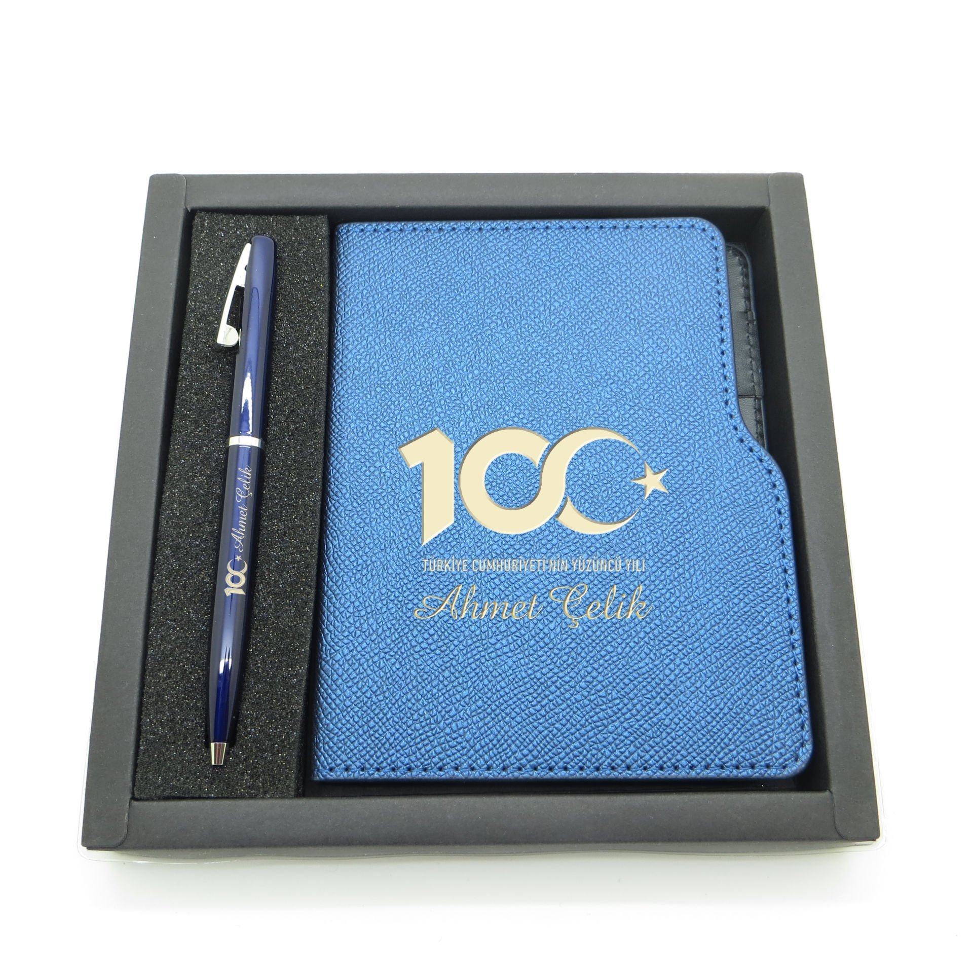 Yüzüncü Yıl (100. Yıl) Özel Set - Kalem + Mini Defter Usb Bellek Set - İsme Özel