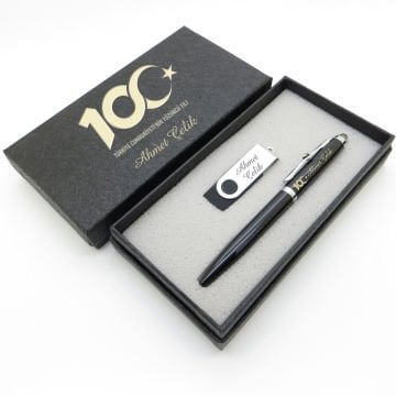 Yüzüncü Yıl (100. Yıl) Özel Set - Kalem + Usb Bellek Set - İsme Özel
