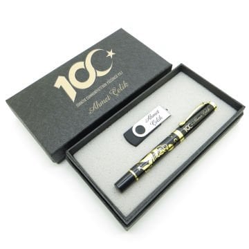 Yüzüncü Yıl (100. Yıl) Özel Set - Atatürk Kalem + Usb Bellek Set - İsme Özel