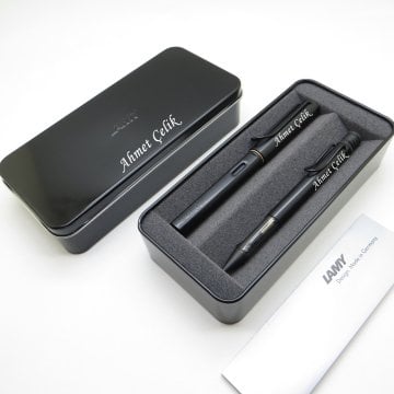 Lamy Al Star Siyah Dolma Kalem + Tükenmez Kalem + Metal Kutu | Lamy Kalem | Hepsi İsme Özel