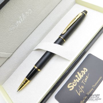 Scrikss 35 Mat Siyah Altın Roller Kalem | Scrikss Kalem | İsme Özel Kalem | Hediyelik Kalem