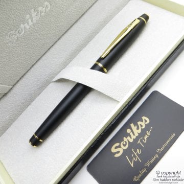 Scrikss 35 Mat Siyah Altın Roller Kalem | Scrikss Kalem | İsme Özel Kalem | Hediyelik Kalem